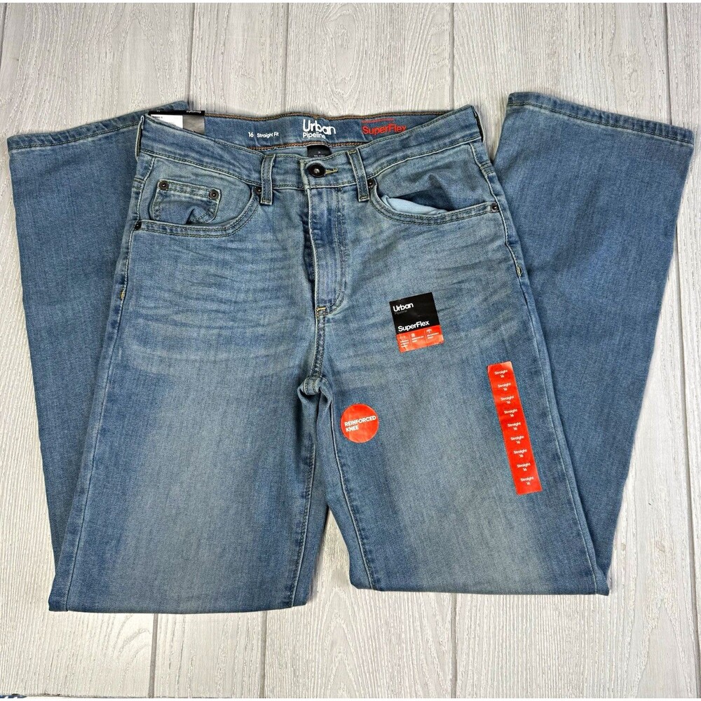 NWT Urban Pipeline SuperFlex boys jeans, straight fit 16, reinforced knee